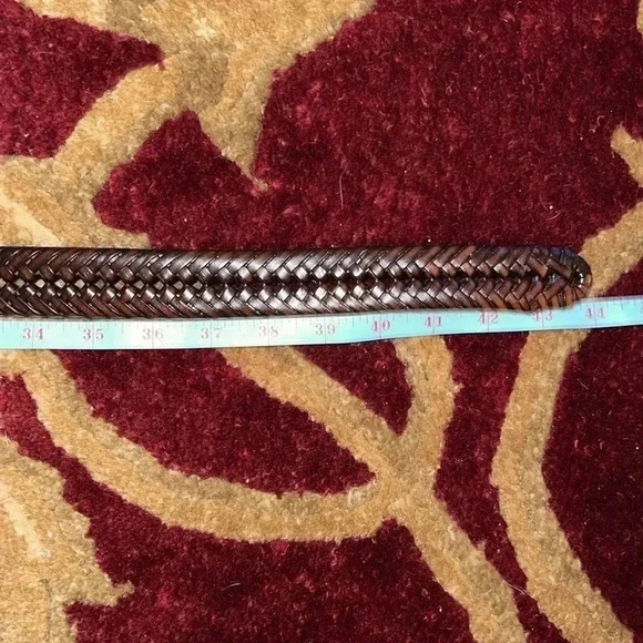 Men’s Dark Brown Vegan Leather Braided Belt with Gold Horseshoe Buckle - Picture 9 of 14